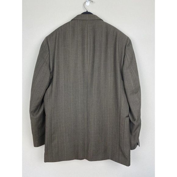 Jos A Bank 44 R 100% Wool Blazer Sport Coat Jacket Herringbone Stripe Brown 2 Bu - Picture 8 of 12